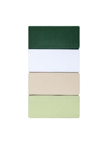 1) Spannbettlaken 100x200 cm Hellgrün — 100% Baumwolle-Jersey mit Lycra, für Matratzen bis 25 cm

2) Jersey-Spannbettlak