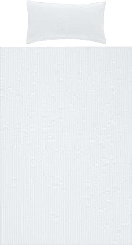 Erwin Müller Bettwäsche-Set Seersucker Uni Weiß – Bettbezug 135x200 cm & Kissenbezug 40x80 cm