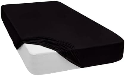 Mixibaby Spannbettlaken (Jersey) – 100% Baumwolle, 140 x 200 cm, Schwarz