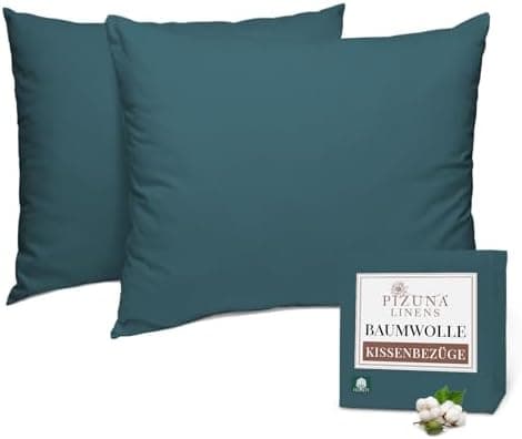 Pizuna Kissenbezüge 2er-Pack 40 x 80 cm Dunkelblau – 100% Langstapel-Baumwolle, 400 Fadenzahl