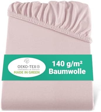 BaSaTex Bio-Jersey Spannbettlaken 120x200 cm – 100% Bio-Baumwolle, GOTS-zertifiziert – Taupe