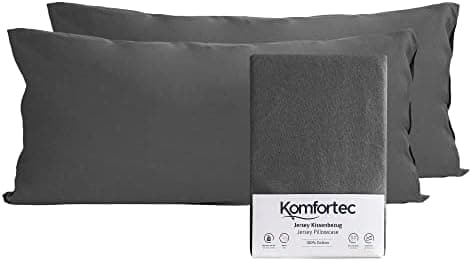 Komfortec Kissenbezüge 2er Set – 100% Baumwolle Premium Jersey (150 g/m²), superweich – OEKO‑TEX STANDARD 100