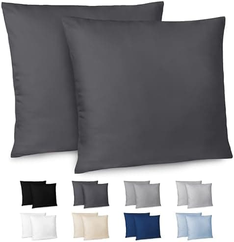 Dreamzie Kissenbezug 40x80 (2er Set) – Mikrofaser weich, OEKO-TEX STANDARD 100, Anthrazit mit Reißverschluss