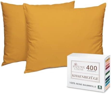 Pizuna Kissenbezüge 2er-Pack 40 x 80 cm Dunkelblau – 100% Langstapel-Baumwolle, 400 Fadenzahl