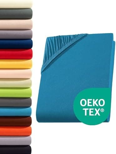 Jersey-Spannbettlaken 100% Baumwolle – 90–100×200 cm, für Matratzen bis 25 cm (Steghöhe bis 23 cm), Beige