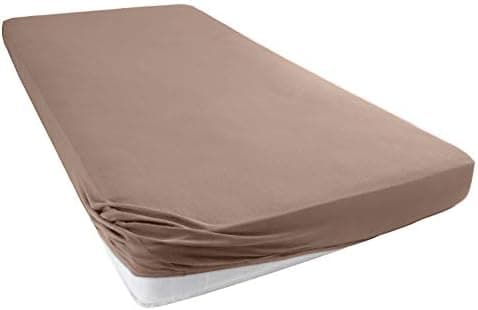 Jersey-Spannbettlaken 100% Baumwolle – 90–100×200 cm, für Matratzen bis 25 cm (Steghöhe bis 23 cm), Beige