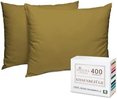 Pizuna Kissenbezüge 2er-Pack 40 x 80 cm Dunkelblau – 100% Langstapel-Baumwolle, 400 Fadenzahl