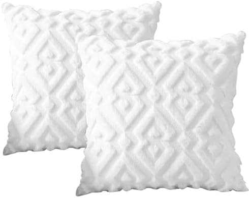 Artscope 2er-Set Kissenbezüge (40x40 cm) – weicher Kurzplüsch Wollsamt, Schneeflocke Creme Beige