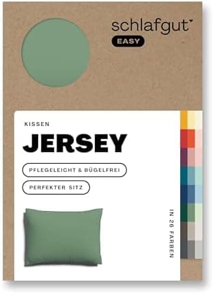 Schlafgut Easy Jersey Kissenbezug 40 x 40 cm – 100% Baumwolle, superweich & atmungsaktiv, Green Mid