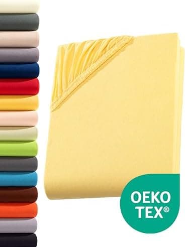 Jersey-Spannbettlaken 100% Baumwolle – 90–100×200 cm, für Matratzen bis 25 cm (Steghöhe bis 23 cm), Beige