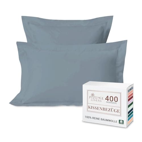 Pizuna Kissenbezüge 2er-Pack 40 x 80 cm Dunkelblau – 100% Langstapel-Baumwolle, 400 Fadenzahl