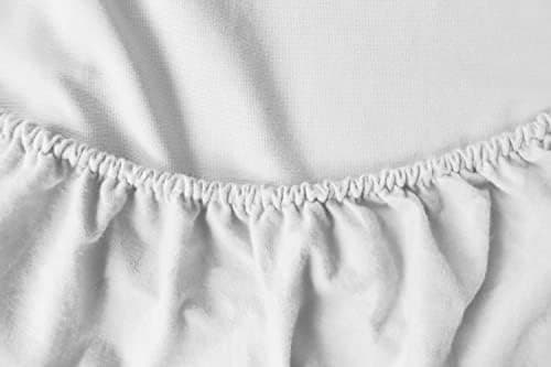 Spannbettuch Jersey mit Elasthan – 97% Baumwolle / 3% Elasthan, elastisches Spannbettlaken Weiß (90–100 × 200–220 cm)