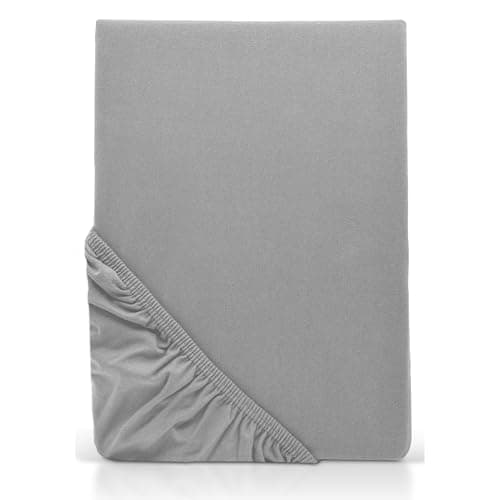 MOON-Luxury Spannbettlaken/Spannbetttuch Jersey-Stretch 230 g/m² OEKO-TEX – anthrazit, 90×200–100×220