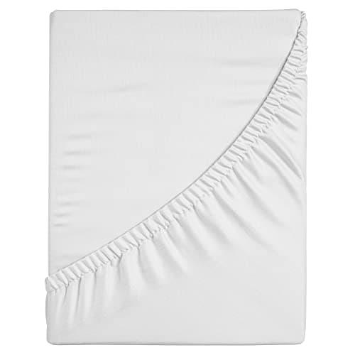 Komfortec Spannbettlaken 90x200 cm Jersey-Baumwolle – OEKO-TEX® Standard 100, Rundumgummizug für perfekte Passform, Weiß