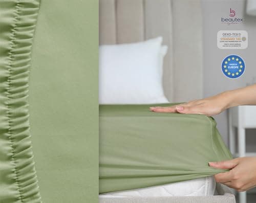 BEAUTEX Spannbetttuch aus Baumwolle – Premium Jersey 160 g/m², OEKO‑TEX STANDARD 100