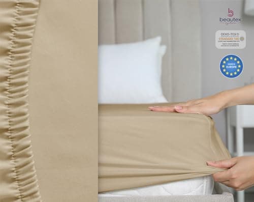 BEAUTEX Spannbetttuch aus Baumwolle – Premium Jersey 160 g/m², OEKO‑TEX STANDARD 100