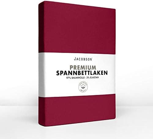 Jacobson Jersey-Spannbettlaken aus Baumwolle – OEKO-TEX STANDARD 100, 180x200–200x200 cm, Weiß