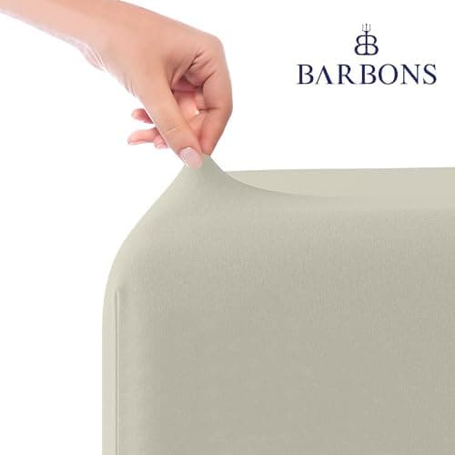 BARBONS Spannbettlaken 140x200 cm – 100% Baumwolle Jersey, für Boxspringbett & Matratzen bis 27 cm – Hellgrau