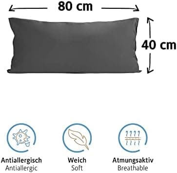 Komfortec Kissenbezüge 2er Set – 100% Baumwolle Premium Jersey (150 g/m²), superweich – OEKO‑TEX STANDARD 100