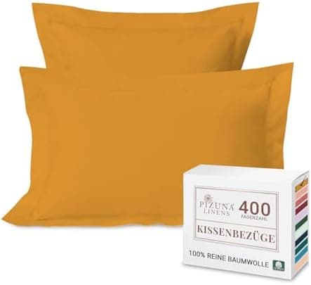 Pizuna Kissenbezüge 2er-Pack 40 x 80 cm Dunkelblau – 100% Langstapel-Baumwolle, 400 Fadenzahl