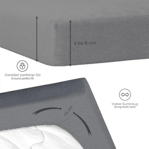 120x200 cm Jersey-Spannbettlaken – 100% Baumwolle, Weiß