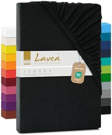 Lavea Spannbettlaken 120x200 cm – atmungsaktives Baumwoll‑Jersey, passend für Matratzen bis 20 cm (Mittelgrau)