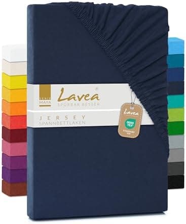 Lavea Spannbettlaken 120x200 cm – atmungsaktives Baumwoll‑Jersey, passend für Matratzen bis 20 cm (Mittelgrau)