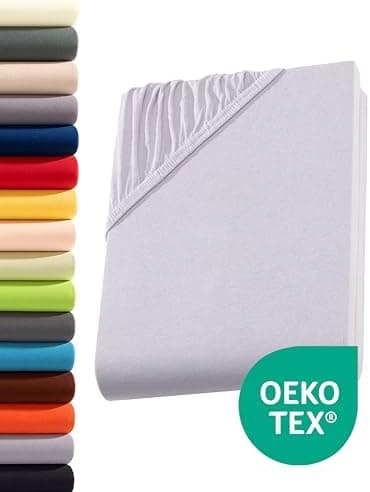 Jersey-Spannbettlaken 100% Baumwolle – 90–100×200 cm, für Matratzen bis 25 cm (Steghöhe bis 23 cm), Beige