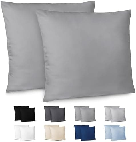 Dreamzie Kissenbezug 40x80 (2er Set) – Mikrofaser weich, OEKO-TEX STANDARD 100, Anthrazit mit Reißverschluss