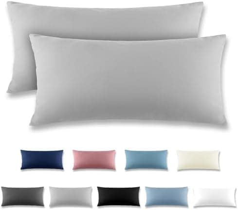 REDKEY Kissenbezug 40x80 cm 2er Set – gebürstetes Mikrofaser, Reißverschluss, waschbar bis 40°C – Anthrazit