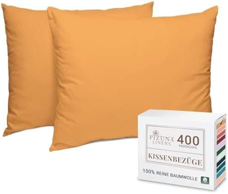 Pizuna Kissenbezüge 2er-Pack 40 x 80 cm Dunkelblau – 100% Langstapel-Baumwolle, 400 Fadenzahl
