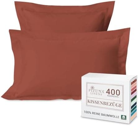 Pizuna Kissenbezüge 2er-Pack 40 x 80 cm Dunkelblau – 100% Langstapel-Baumwolle, 400 Fadenzahl