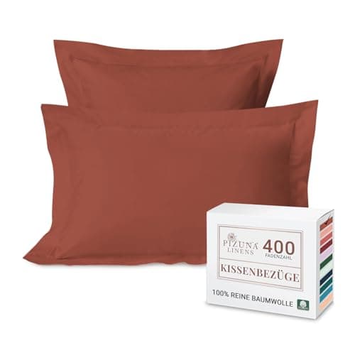 Pizuna Kissenbezüge 2er-Pack 40 x 80 cm Dunkelblau – 100% Langstapel-Baumwolle, 400 Fadenzahl