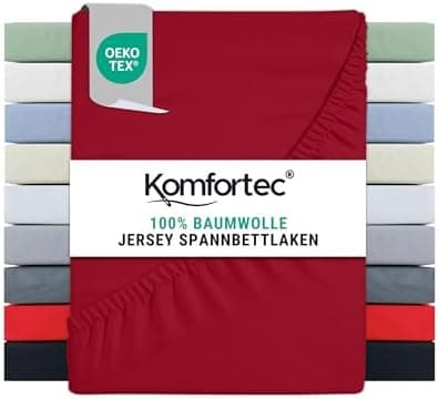 Komfortec Spannbettlaken 90x200 cm Jersey-Baumwolle – OEKO-TEX® Standard 100, Rundumgummizug für perfekte Passform, Weiß