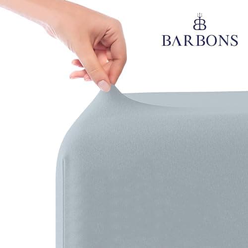 BARBONS Spannbettlaken 140x200 cm – 100% Baumwolle Jersey, für Boxspringbett & Matratzen bis 27 cm – Hellgrau