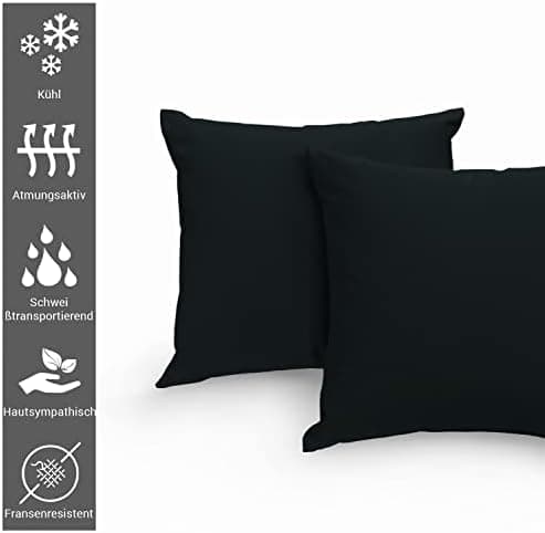 Pizuna Kissenbezüge 2er-Pack 40 x 80 cm Dunkelblau – 100% Langstapel-Baumwolle, 400 Fadenzahl
