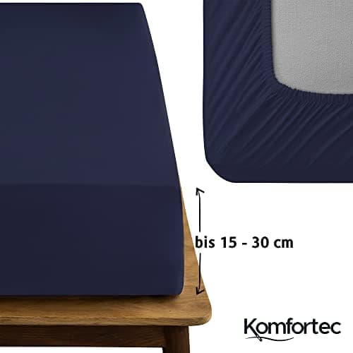 Komfortec Spannbettlaken 90x200 cm Jersey-Baumwolle – OEKO-TEX® Standard 100, Rundumgummizug für perfekte Passform, Weiß