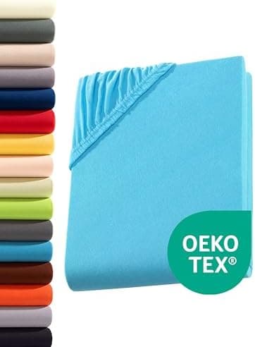 Jersey-Spannbettlaken 100% Baumwolle – 90–100×200 cm, für Matratzen bis 25 cm (Steghöhe bis 23 cm), Beige