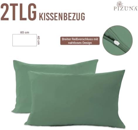 Pizuna Kissenbezüge 2er-Pack 40 x 80 cm Dunkelblau – 100% Langstapel-Baumwolle, 400 Fadenzahl