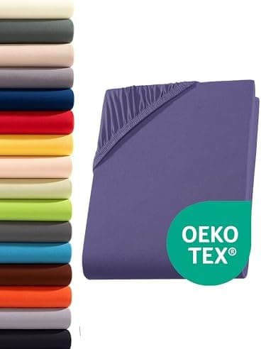 Jersey-Spannbettlaken 100% Baumwolle – 90–100×200 cm, für Matratzen bis 25 cm (Steghöhe bis 23 cm), Beige