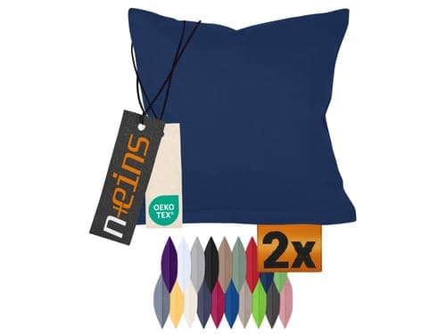 Doppelpack Baumwoll-Kissenbezüge 40 x 15 cm – Navyblau, schlichtes modernes Design