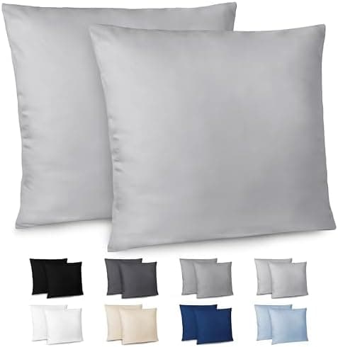 Dreamzie Kissenbezug 40x80 (2er Set) – Mikrofaser weich, OEKO-TEX STANDARD 100, Anthrazit mit Reißverschluss