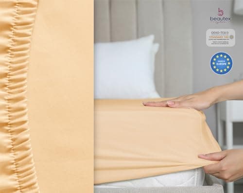 BEAUTEX Spannbetttuch aus Baumwolle – Premium Jersey 160 g/m², OEKO‑TEX STANDARD 100