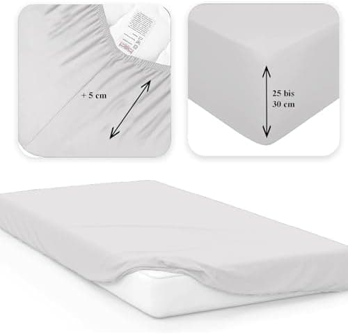 120x200 cm Jersey-Spannbettlaken – 100% Baumwolle, Weiß