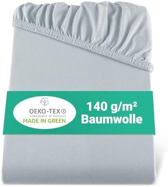 BaSaTex Bio-Jersey Spannbettlaken 120x200 cm – 100% Bio-Baumwolle, GOTS-zertifiziert – Taupe