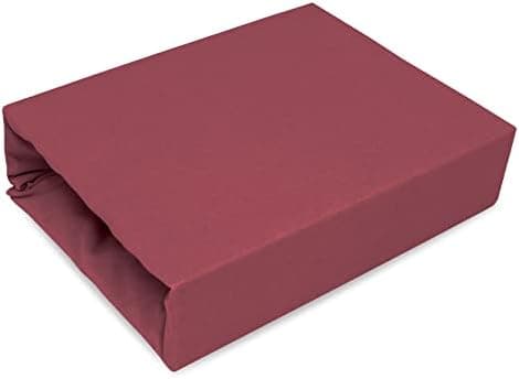 Spannbettlaken Jersey 100% Baumwolle für Kinder – 22 Farben, 9 Größen (z. B. 120x200) – Bordeaux