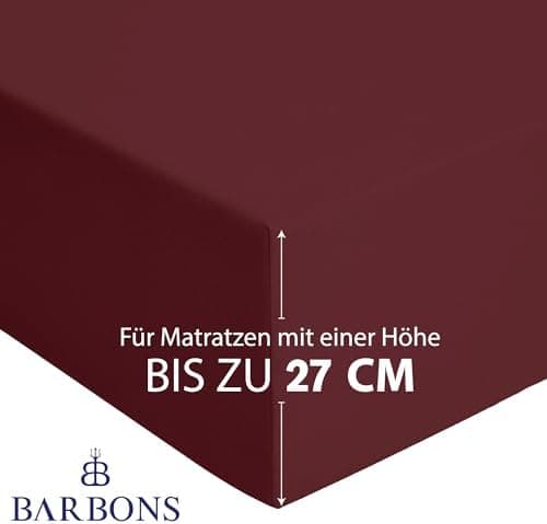 BARBONS Spannbettlaken 140x200 cm – 100% Baumwolle Jersey, für Boxspringbett & Matratzen bis 27 cm – Hellgrau