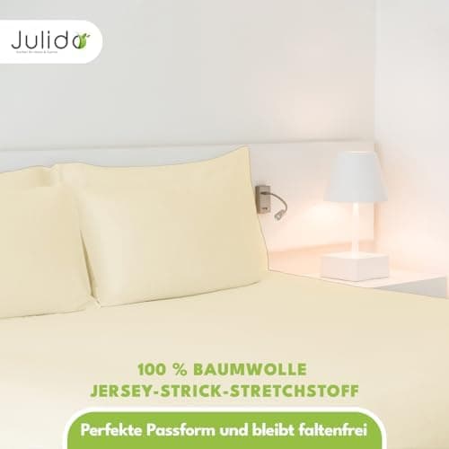 Julido Jersey-Spannbettlaken 140x200 cm – Baumwolle, OEKO-TEX® Standard 100, hautfreundlich & allergikergeeignet, Grün