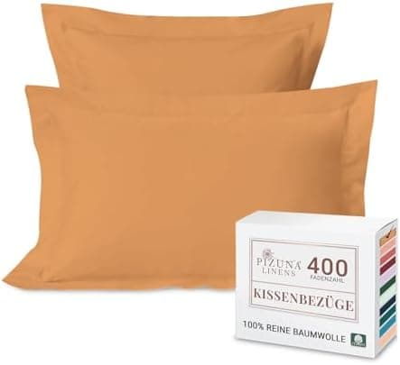 Pizuna Kissenbezüge 2er-Pack 40 x 80 cm Dunkelblau – 100% Langstapel-Baumwolle, 400 Fadenzahl