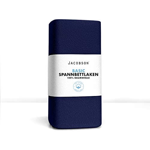 Jacobson Jersey-Spannbettlaken aus Baumwolle – OEKO-TEX STANDARD 100, 180x200–200x200 cm, Weiß